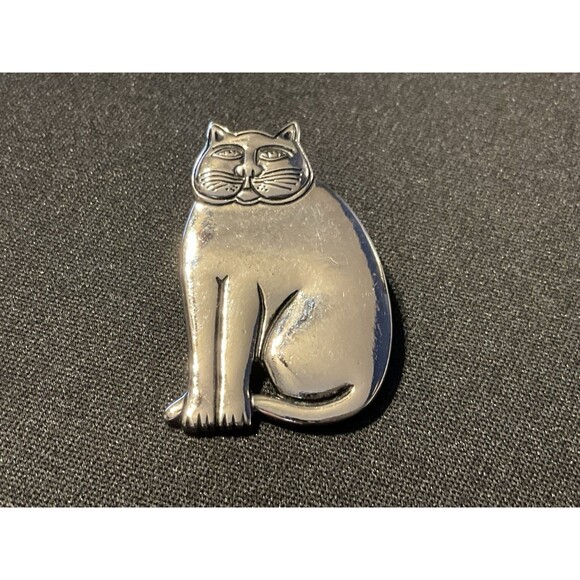 Laurel Burch Jewelry - Vintage Laurel Burch Fat Cat Silver Brooch